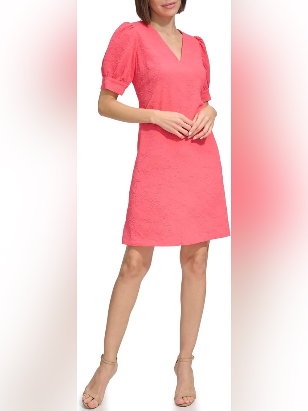 Paradise Pink Embossed Dress Spring Summer Bridal Shower Party Size 6